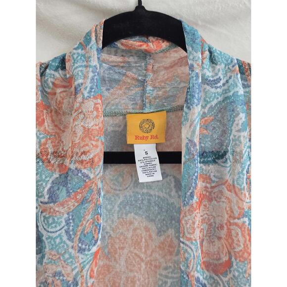 Ruby Rd. Sheer Floral Patterned Cardigan Size S - Picture 5 of 5